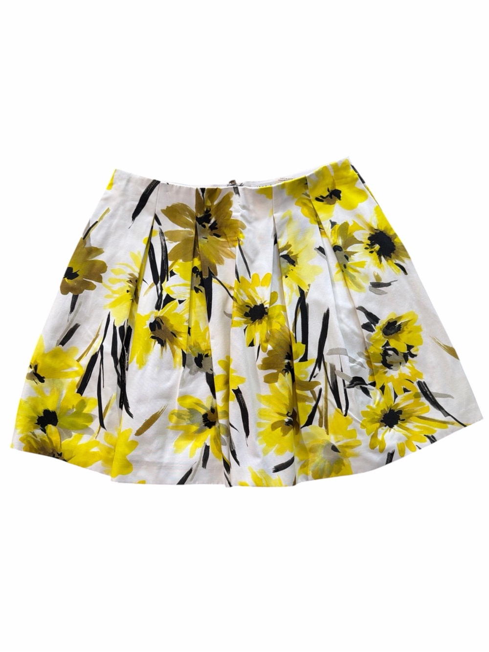 Alice + Olivia Connor Lampshade Yellow Floral Pleated Mini Skirt